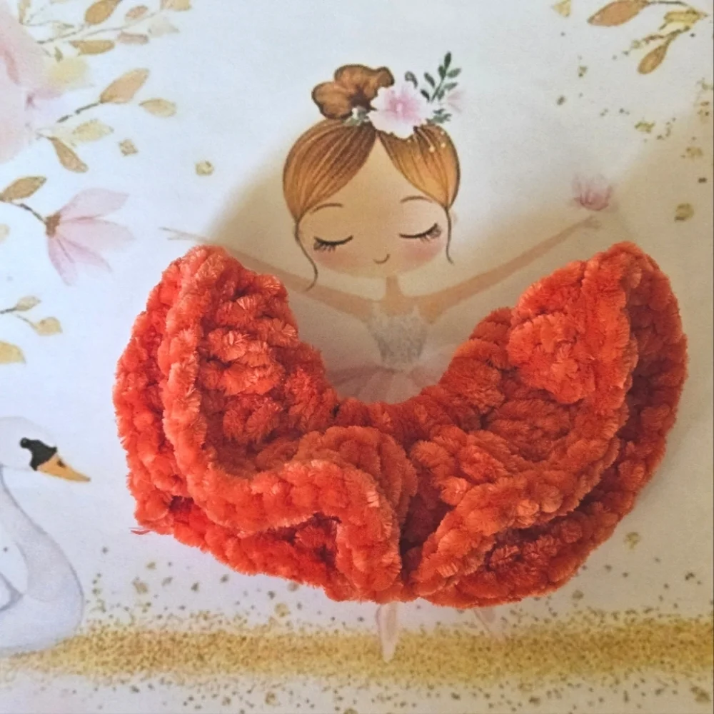 Handmade Tie Coral Concerto Crochet Scrunchie Ballerina Hair Accessory Chenille